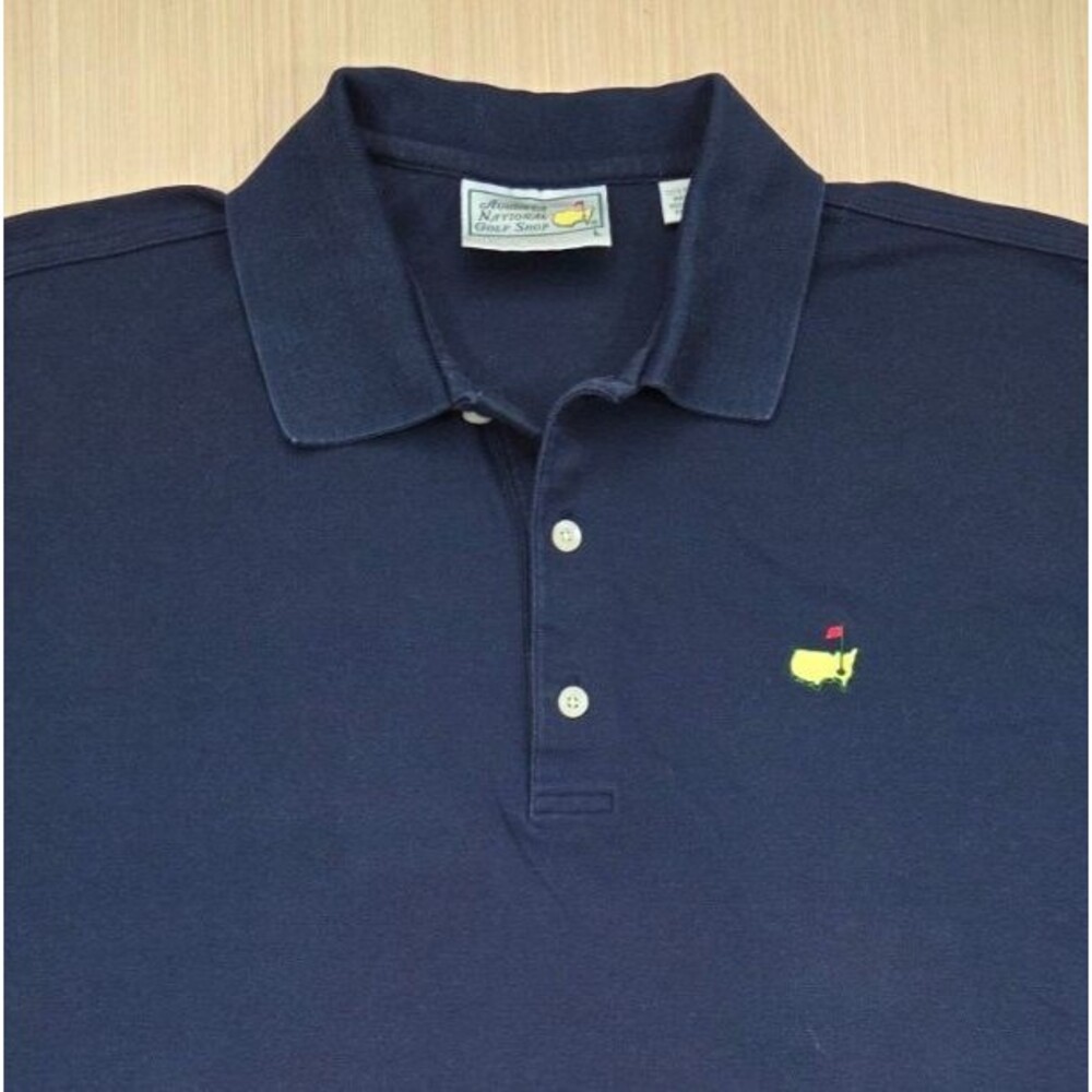 Vtg Augusta Masters Golf Polo Shirt Mens Large Navy Blue Cotton SS Preppy Casual